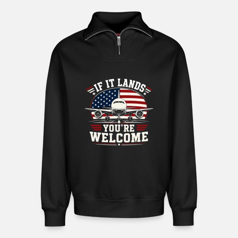 Luftfahrt Techniker Flugzeug Wartung - Relaxed Unisex Organic Half Zip Sweatshirt – von SPREAD - Schwarz