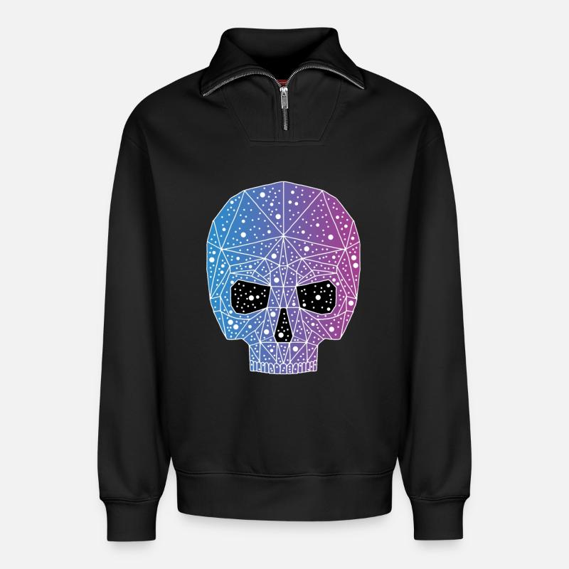 Galaktischer Todeskopf - Relaxed Unisex Organic Half Zip Sweatshirt – von SPREAD - Schwarz
