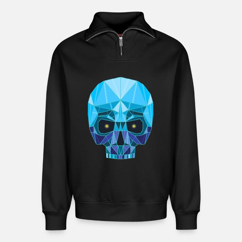 Totenkopf Saphir - Relaxed Unisex Organic Half Zip Sweatshirt – von SPREAD - Schwarz