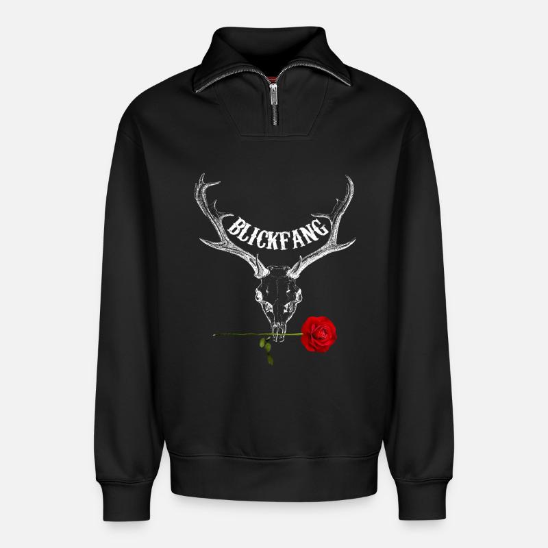 BLICKFANG Wild Rose - Relaxed Unisex Organic Half Zip Sweatshirt – von SPREAD - Schwarz