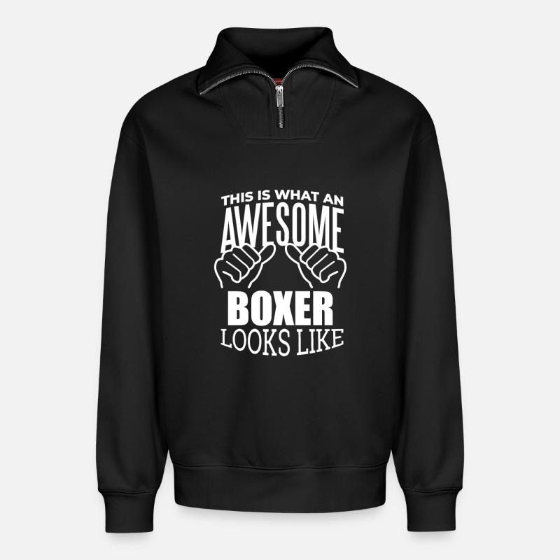 Boxen - Relaxed Unisex Organic Half Zip Sweatshirt – von SPREAD - Schwarz
