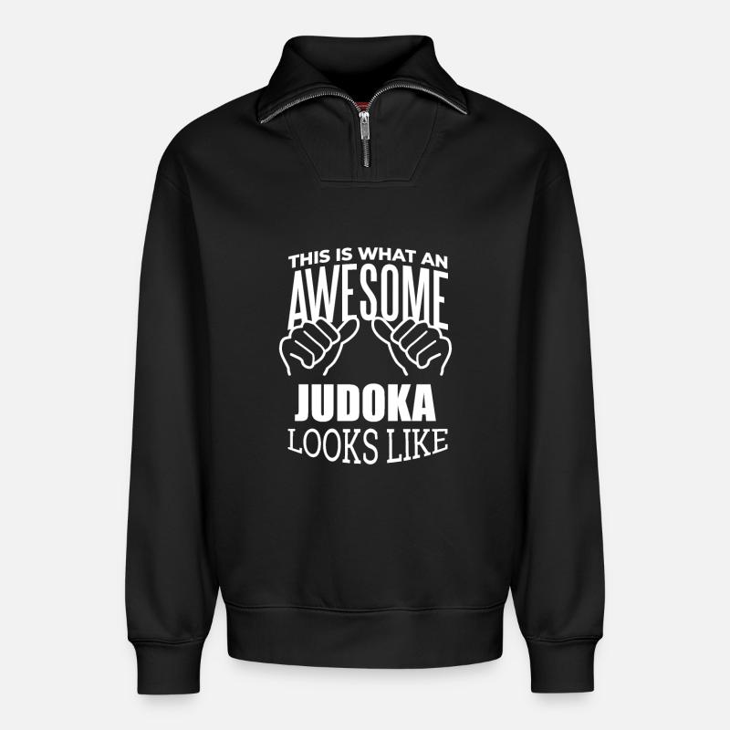 Judo - Relaxed Unisex Organic Half Zip Sweatshirt – von SPREAD - Schwarz
