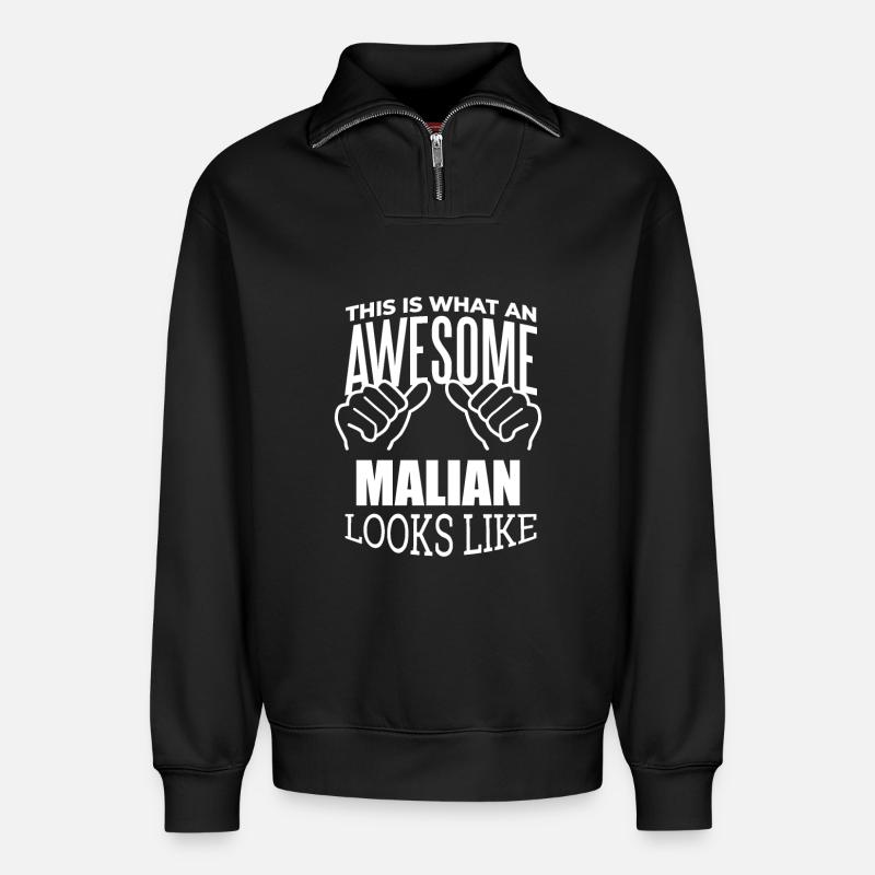 Mali - Relaxed Unisex Organic Half Zip Sweatshirt – von SPREAD - Schwarz