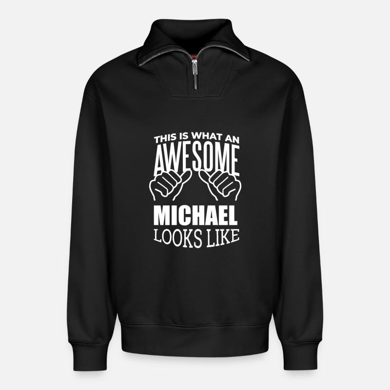 Michael - Relaxed Unisex Organic Half Zip Sweatshirt – von SPREAD - Schwarz