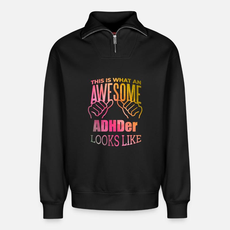 ADHS - Relaxed Unisex Organic Half Zip Sweatshirt – von SPREAD - Schwarz