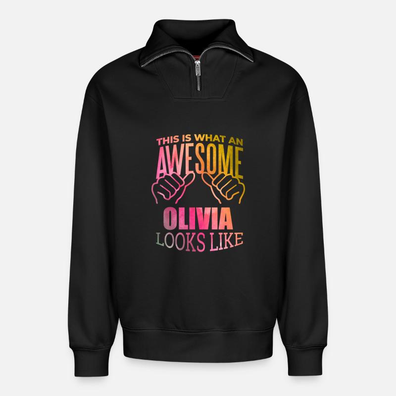 Olivia - Relaxed Unisex Organic Half Zip Sweatshirt – von SPREAD - Schwarz