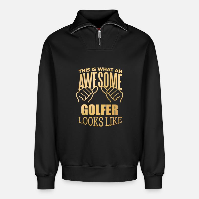 Golf - Relaxed Unisex Organic Half Zip Sweatshirt – von SPREAD - Schwarz