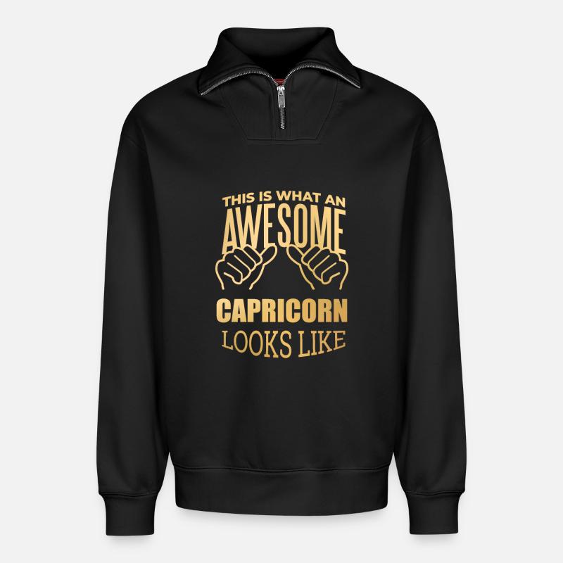 Steinbock - Relaxed Unisex Organic Half Zip Sweatshirt – von SPREAD - Schwarz