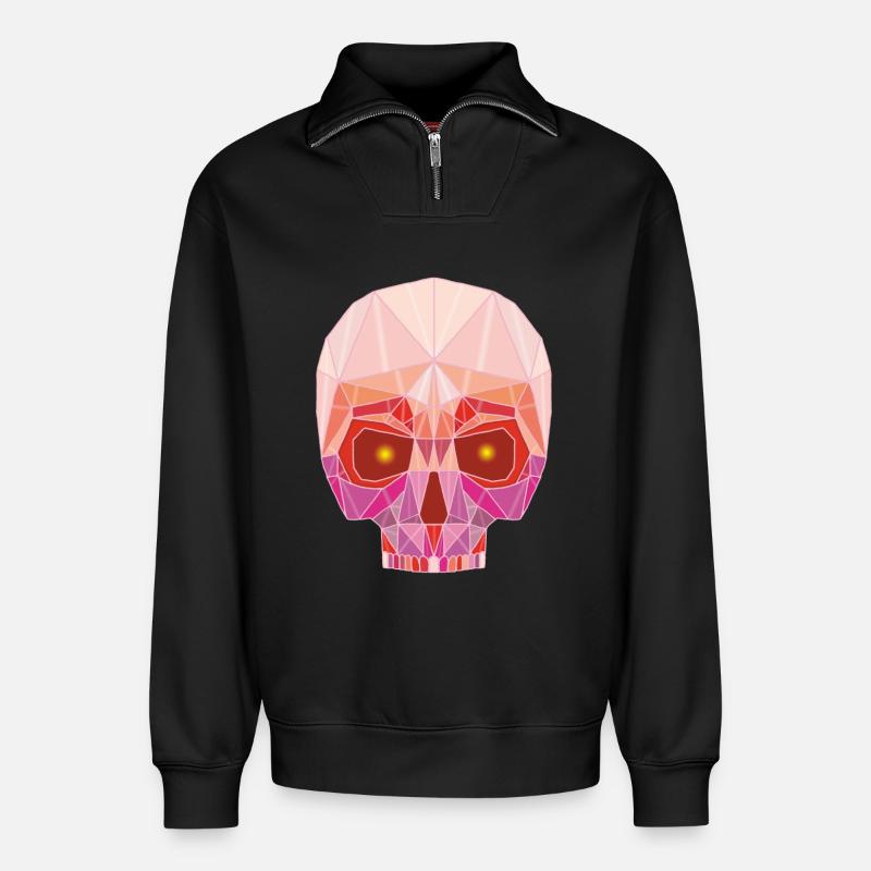 Rubin-Schädel - Relaxed Unisex Organic Half Zip Sweatshirt – von SPREAD - Schwarz