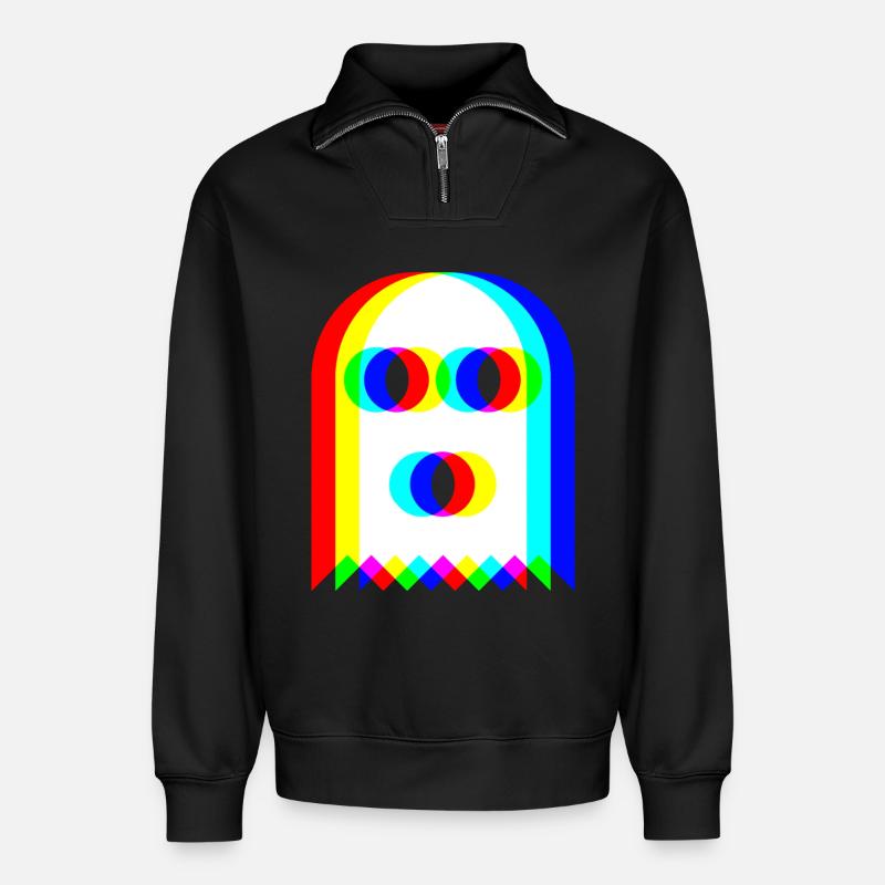 👻 Fantôme RVB - Sweat unisexe décontracté en coton biologique à demi-zip – de SPREAD - noir