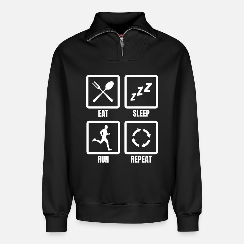 Läufer Routine - Relaxed Unisex Organic Half Zip Sweatshirt – von SPREAD - Schwarz
