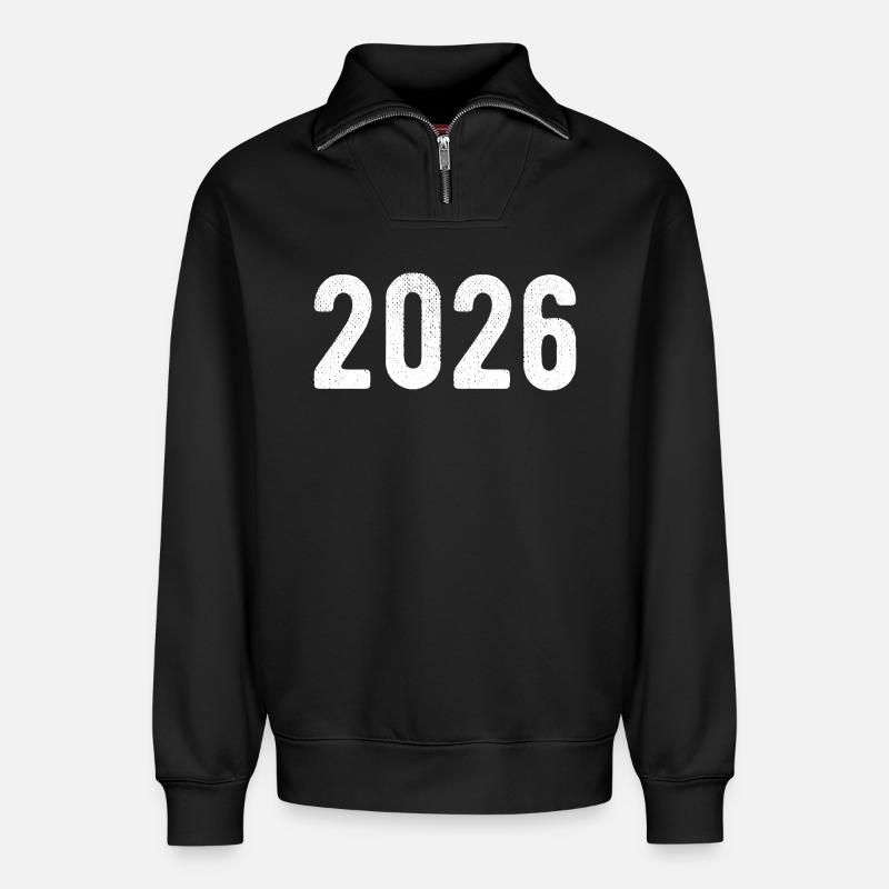 2026 - Relaxed Unisex Organic Half Zip Sweatshirt – von SPREAD - Schwarz