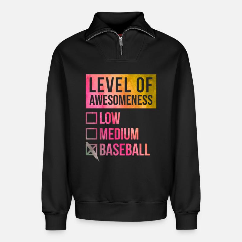 Baseball - Relaxed Unisex Organic Half Zip Sweatshirt – by SPREAD - black