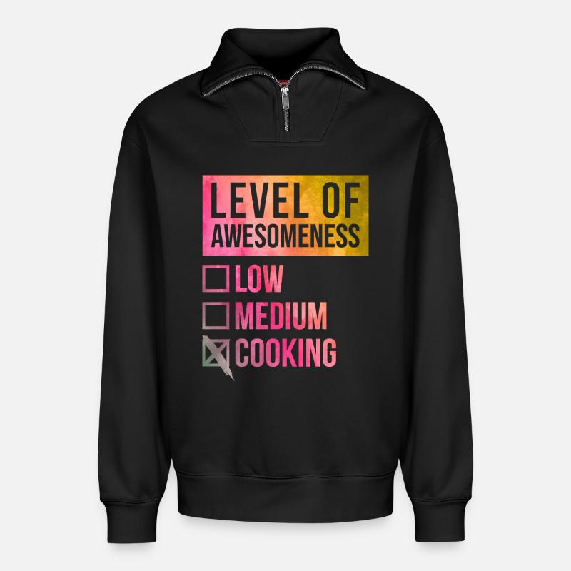 Chef - Relaxed Unisex Organic Half Zip Sweatshirt – by SPREAD - black
