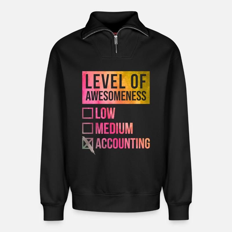 Accounting - Relaxed Unisex Organic Half Zip Sweatshirt – by SPREAD - black