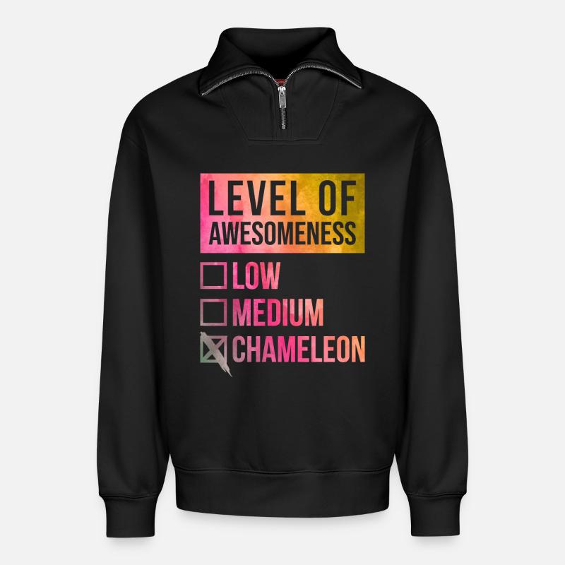 Chameleon - Relaxed Unisex Organic Half Zip Sweatshirt – by SPREAD - black