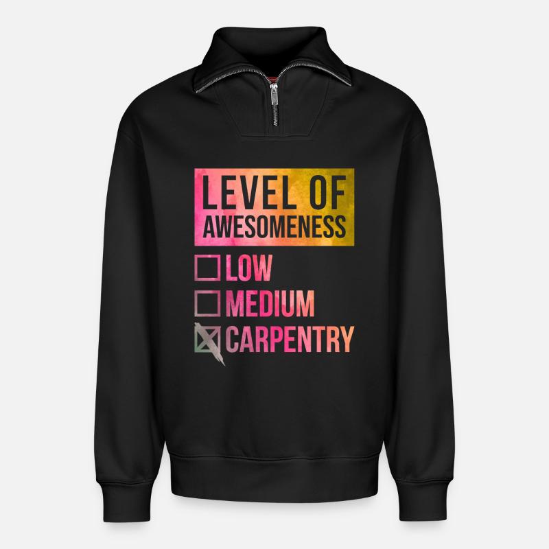 Carpenter - Relaxed Unisex Organic Half Zip Sweatshirt – by SPREAD - black