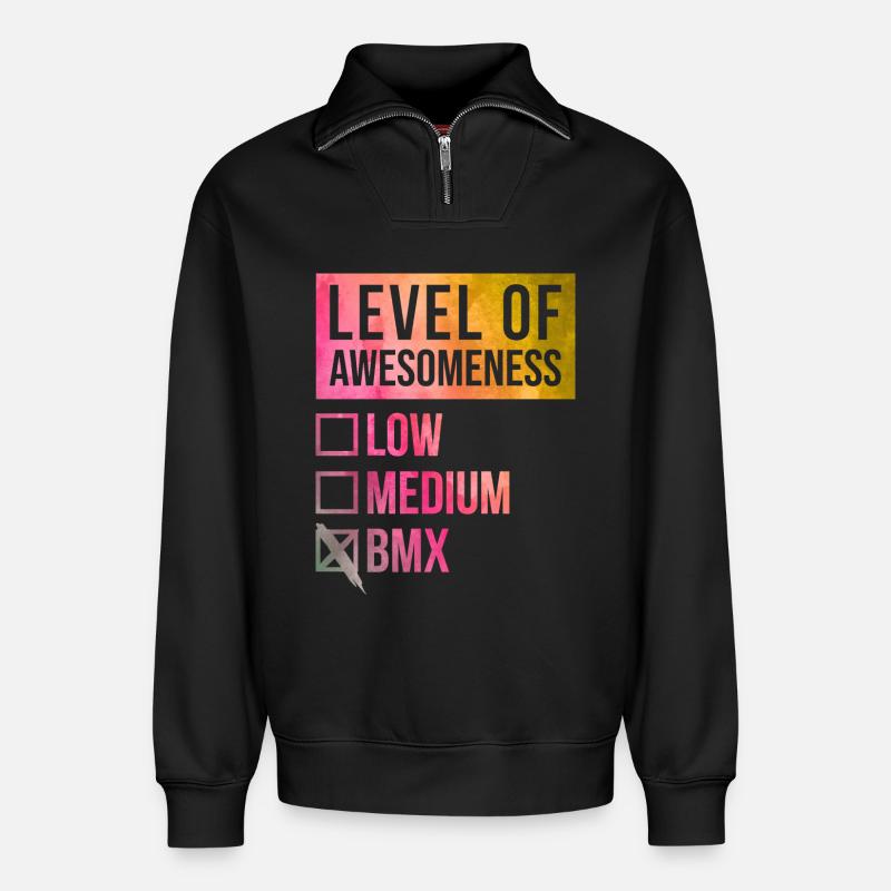 BMX - Relaxed Unisex Organic Half Zip Sweatshirt – by SPREAD - black