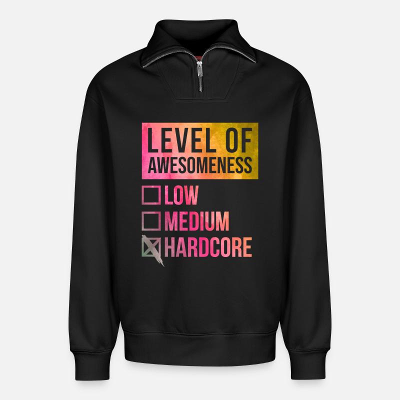 Hardcore - Relaxed Unisex Organic Half Zip Sweatshirt – by SPREAD - black