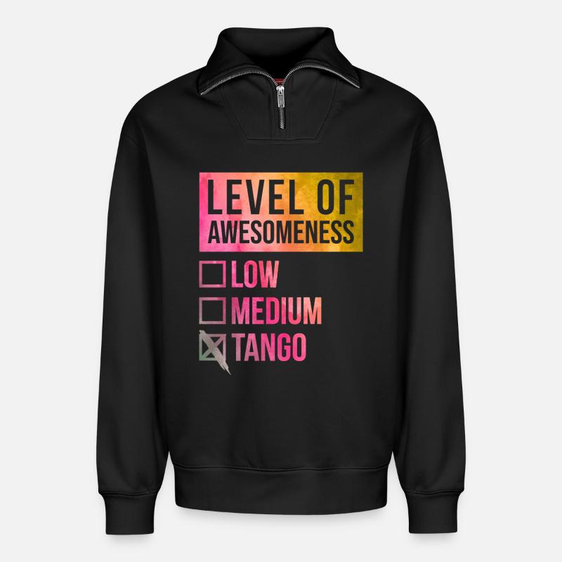 Tango - Relaxed Unisex Organic Half Zip Sweatshirt – von SPREAD - Schwarz