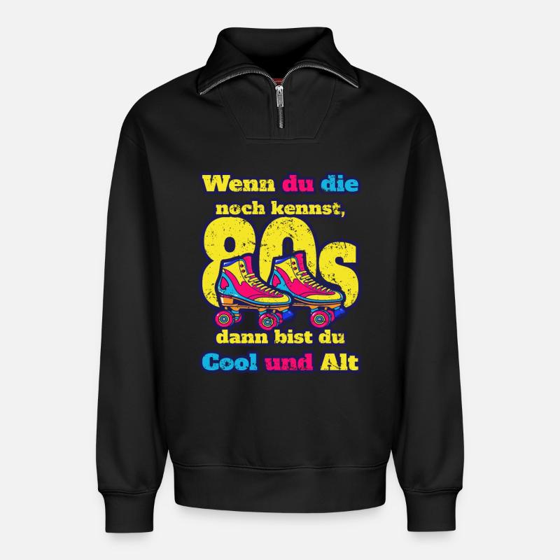 Rollschuhe - Relaxed Unisex Organic Half Zip Sweatshirt – von SPREAD - Schwarz