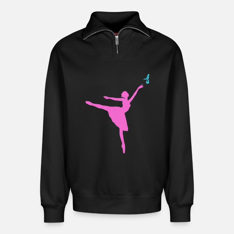 Dancer - Relaxed Unisex Organic Half Zip Sweatshirt – by SPREAD - black