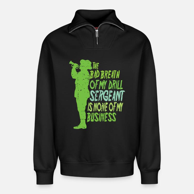 Drill Sergeant - Relaxed Unisex Organic Half Zip Sweatshirt – von SPREAD - Schwarz