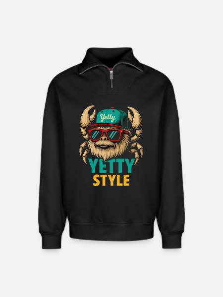 Yetty Style Yeti Graphic - Relaxed Unisex Organic Half Zip Sweatshirt – by SPREAD - black