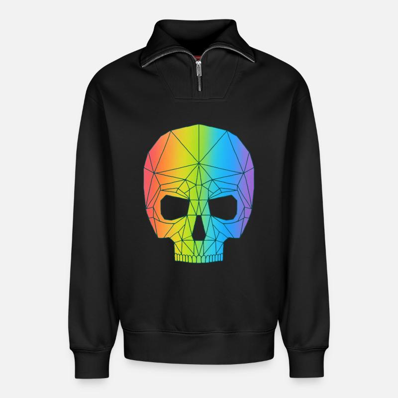 Schädel in Farbe - Relaxed Unisex Organic Half Zip Sweatshirt – von SPREAD - Schwarz