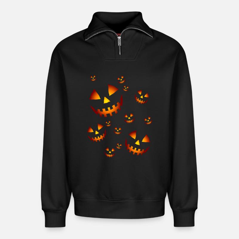 Pumpkins - Relaxed Unisex Organic Half Zip Sweatshirt – by SPREAD - black