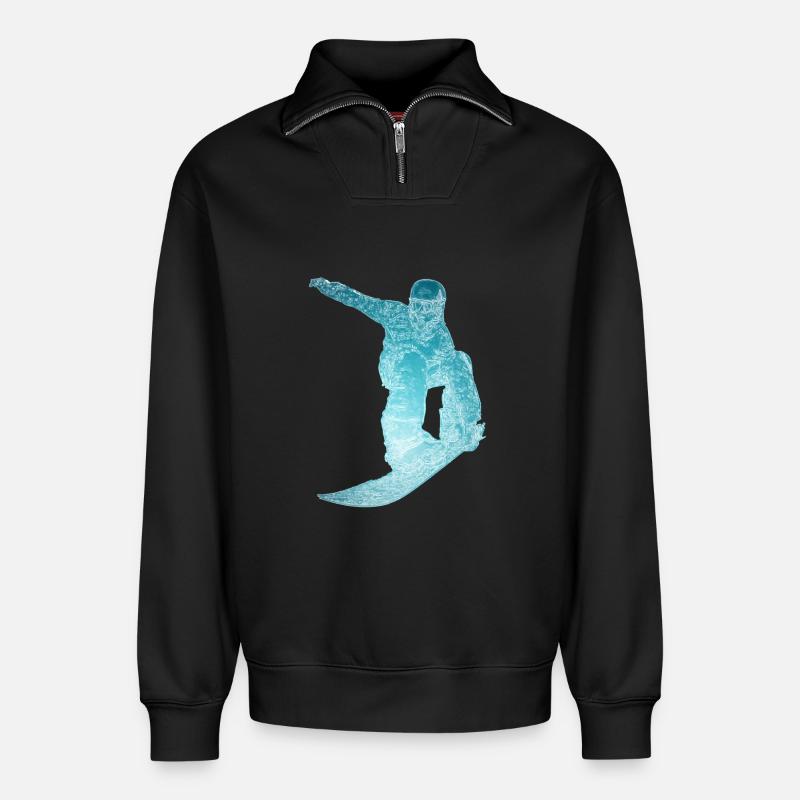 Eis Snowboarder - Relaxed Unisex Organic Half Zip Sweatshirt – von SPREAD - Schwarz