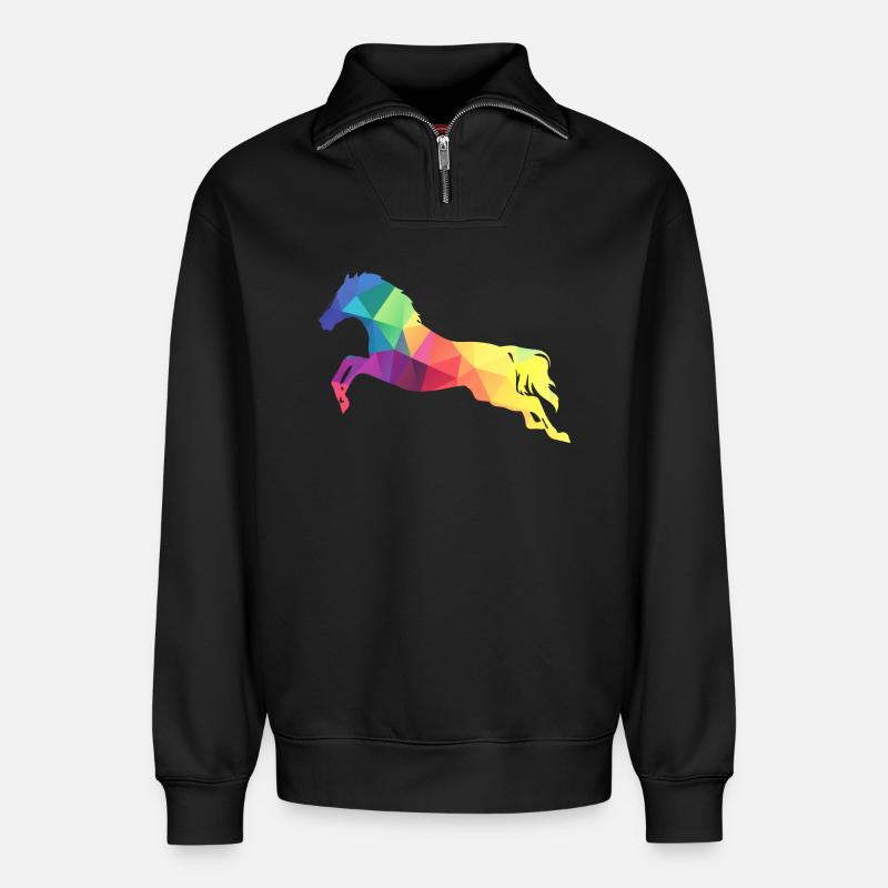 Springendes Pferd - Relaxed Unisex Organic Half Zip Sweatshirt – von SPREAD - Schwarz