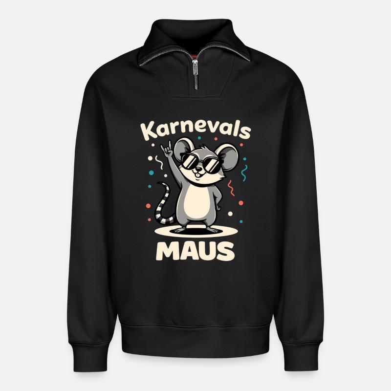 Karneval Rockmusik Karnevalsmaus Niedlich - Relaxed Unisex Organic Half Zip Sweatshirt – von SPREAD - Schwarz
