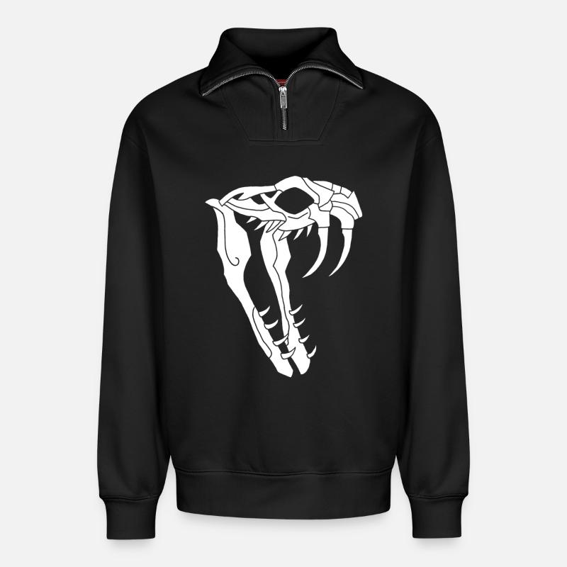 Crâne de serpent - Sweat unisexe décontracté en coton biologique à demi-zip – de SPREAD - noir