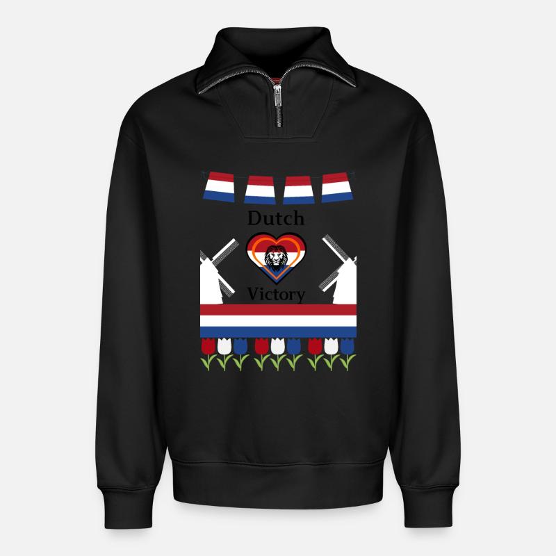 Sieg der Niederlande - Relaxed Unisex Organic Half Zip Sweatshirt – von SPREAD - Schwarz