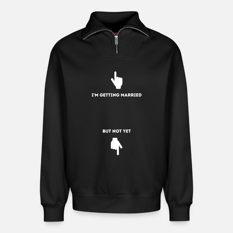 Ich heirate - Relaxed Unisex Organic Half Zip Sweatshirt – von SPREAD - Schwarz