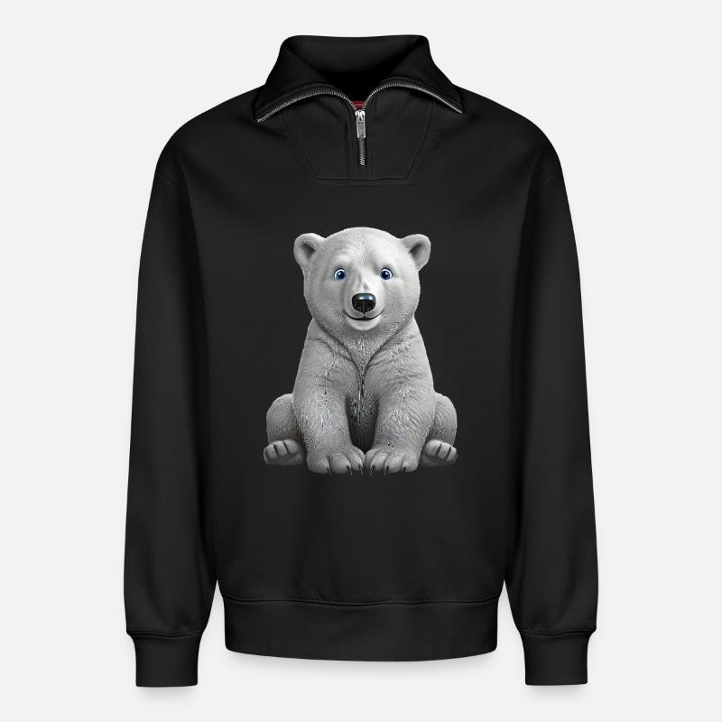 Eisbaer - Relaxed Unisex Organic Half Zip Sweatshirt – von SPREAD - Schwarz