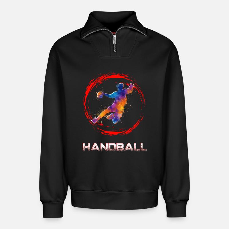Handball - Relaxed Unisex Organic Half Zip Sweatshirt – von SPREAD - Schwarz