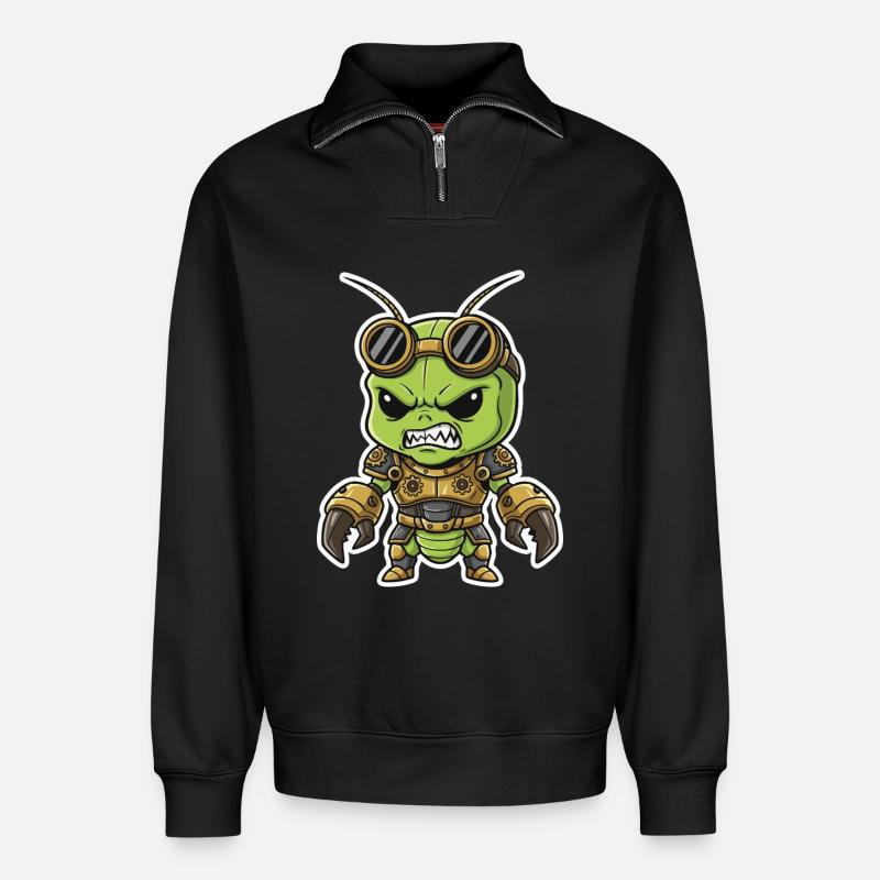 Alien Steampunk Krieger Rüstungsmessing - Relaxed Unisex Organic Half Zip Sweatshirt – von SPREAD - Schwarz