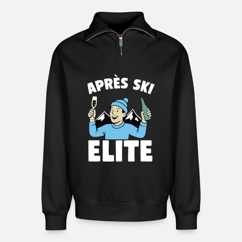 Après Ski Elite Feier - Relaxed Unisex Organic Half Zip Sweatshirt – von SPREAD - Schwarz