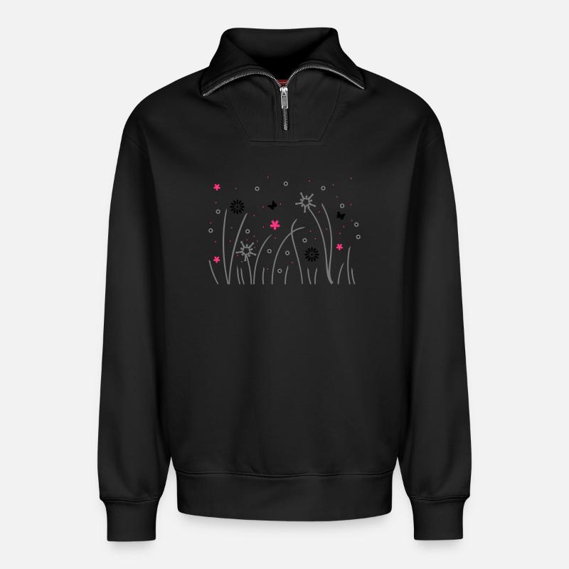 grashalme - Relaxed Unisex Organic Half Zip Sweatshirt – by SPREAD - black