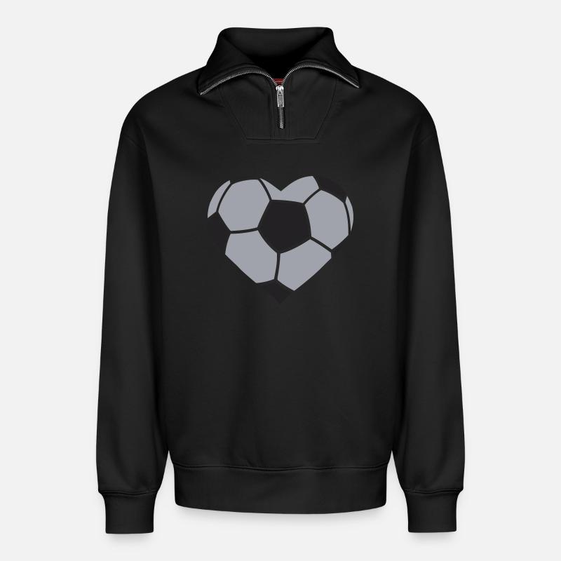 Fußballherz Paneldesign - Relaxed Unisex Organic Half Zip Sweatshirt – von SPREAD - Schwarz