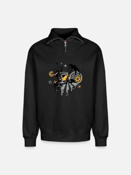 cocktail_bar - Relaxed Unisex Organic Half Zip Sweatshirt – by SPREAD - black