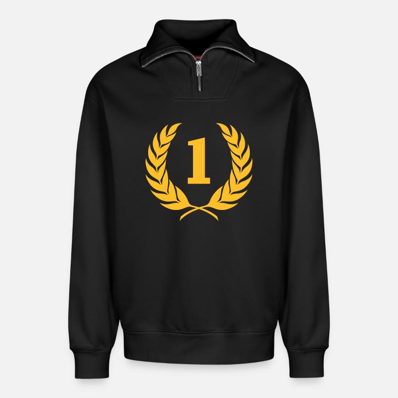 Victoire (vectoriel) - Sweat unisexe décontracté en coton biologique à demi-zip – de SPREAD - noir