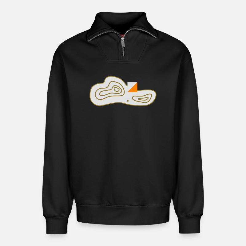 Commande d'orientation - Sweat unisexe décontracté en coton biologique à demi-zip – de SPREAD - noir