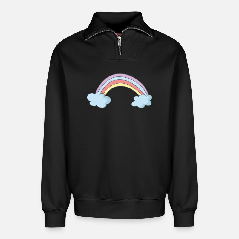 rainbow - Relaxed Unisex Organic Half Zip Sweatshirt – by SPREAD - black