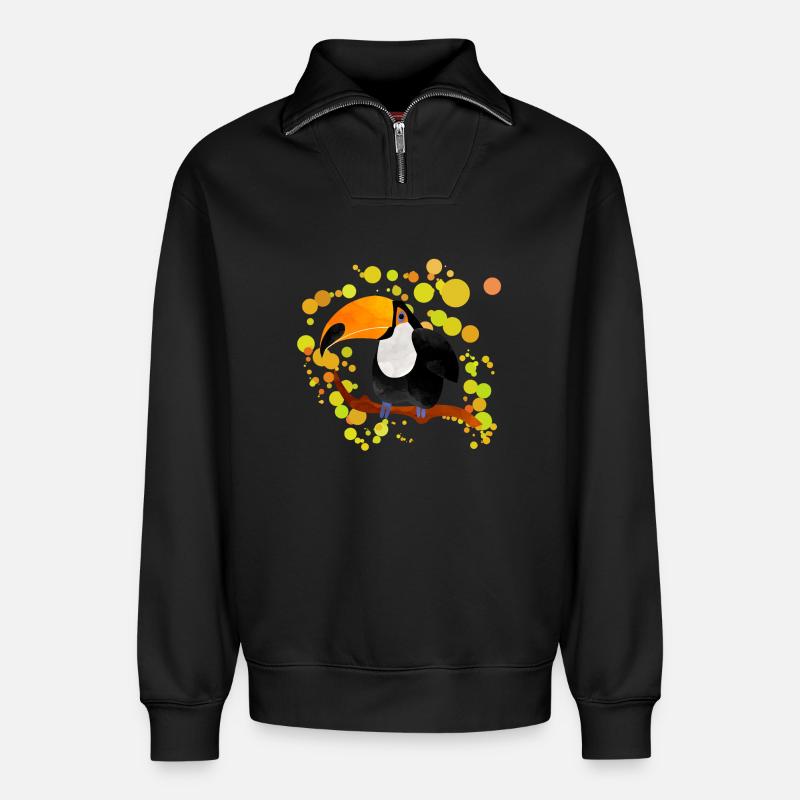 Toucan - Sweat unisexe décontracté en coton biologique à demi-zip – de SPREAD - noir