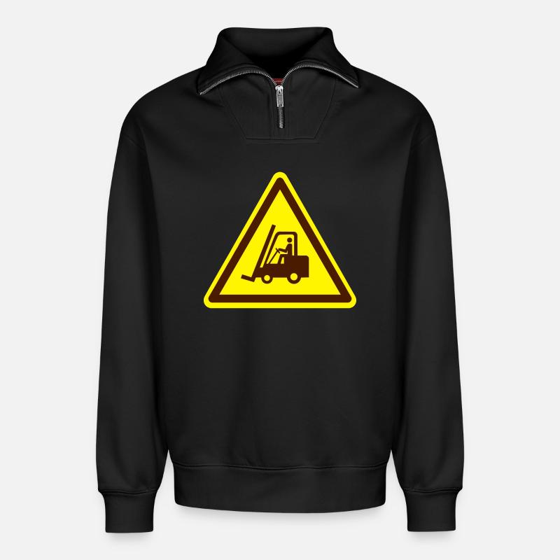 Gabelstapler Schild (Farben anpassbar!) - Relaxed Unisex Organic Half Zip Sweatshirt – von SPREAD - Schwarz