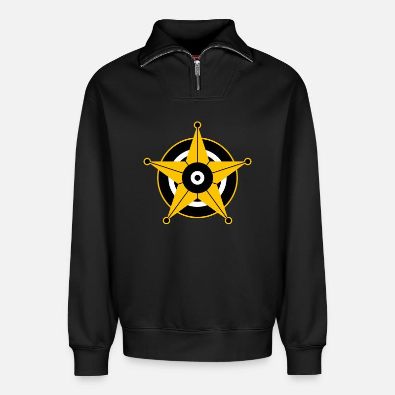Sheriff Stern - Relaxed Unisex Organic Half Zip Sweatshirt – von SPREAD - Schwarz