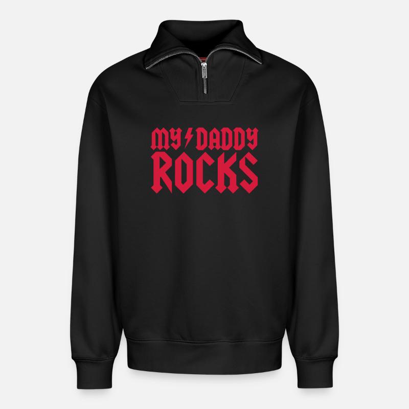 My daddy rocks - Relaxed Unisex Organic Half Zip Sweatshirt – von SPREAD - Schwarz